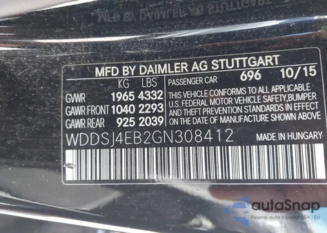 2016 Mercedes-Benz Cla 250 из США, поврежденный, VIN WDDSJ4EB2GN308412